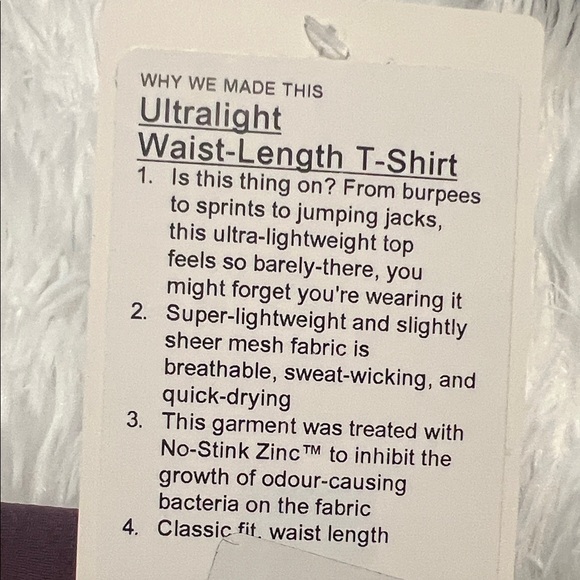 Lululemon Ultralight Waist Length T Shirt Size 8 - Picture 3 of 6